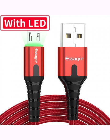 Essager LED kabel Micro USB 2.4A szybkie ładowanie dla Samsung dla Xiaomi telefonu komórkowego z systemem Android Micro USB kabe