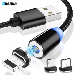 2 M kabel magnetyczny pleciony typ diody LED C Micro USB magnetyczny kabel usb do ładowania dla Apple iphone X 7 8 6 xs Max XR S