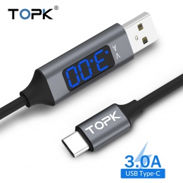 TOPK D-Line2 kabel USB typu C, napięcia i prądu typu C szybkie ładowanie danych synchronizacja USB-C kabel do Xiaomi A1 Samsung 