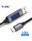 TOPK D-Line2 kabel USB typu C, napięcia i prądu typu C szybkie ładowanie danych synchronizacja USB-C kabel do Xiaomi A1 Samsung 