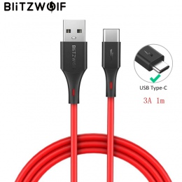 BlitzWolf 2 w 1 3A USB typu C szybki kabel danych do ładowania 3ft/0.9 m dla Oneplus 6 dla Xiaomi mi8 Mix dla Huawei USB ładowar