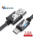 TIEGEM 1 M 2 M 3 M kabel USB typu C USB-C szybkie ładowanie telefonu komórkowego ładowarka z kablem USB dla Xiao mi mi 8/honor 8