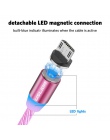 USLION magnetyczny ładowarka kabel światło płynące szybkie ładowanie magnes Micro kabel USB typu C do iPhone XS XR LED magnetycz