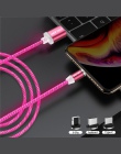 USLION magnetyczny ładowarka kabel światło płynące szybkie ładowanie magnes Micro kabel USB typu C do iPhone XS XR LED magnetycz