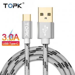 TOPK oryginalny 1 M 2 m 3 m kabel USB typu C transmisji danych i ładowania USB typu C dla Xiaomi 4C/OnePlus 2/Nokia N1/MacBookd