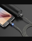 TOPK AM13 LED magnetyczny Micro USB kabel, ulepszona odblaskowe Nylon pleciony magnetyczny ładowarka kabel USB do Micro Port USB