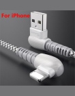 TIEGEM przewód USB z wtyczką kątową 90° dla iPhone X XS MAX XR 8 7 6 5 6 s 5S Plus SE szybki kabel do ładowania ładowarka do tel