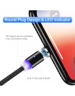 LED kabel magnetyczny do oświetlenia Micro USB typu C kabel do telefonu dla iPhone X Xr Xs Max 1 m 2 m 2A szybkie ładowanie łado