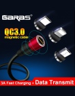 GARAS magnetyczny kabel USB dla iPhone/Micro USB i typu C & 3A szybkie ładowanie ładowarka kabel do transmisji danych QC3.0 dla 