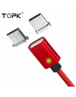 TOPK F-Line magnetyczny micro USB kabel i USB typu C kabel do synchronizacji danych Nylon pleciony wskaźnik LED kabel magnetyczn