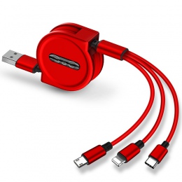 120 cm 3 w 1 ładowarka z kablem USB do iphone'a i Micro USB i kabel USB C chowany przenośny kabel do ładowania dla iphone X 8 Sa