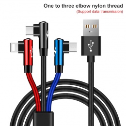 90 stopni 3 w 1 USB kabel Micro USB 8Pin kabel typu C do iPhone X 8 Plus ładowarka USB przewód do Samsung S9 Xiaomi Mi8 3 kolory