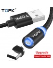 TOPK RLine3 LED magnetyczny micro USB kabel do Samsung Xiaomi Huawei telefonów komórkowych z systemem Android szybkie ładowanie 