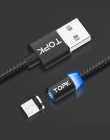 TOPK RLine3 LED magnetyczny micro USB kabel do Samsung Xiaomi Huawei telefonów komórkowych z systemem Android szybkie ładowanie 