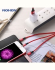 Oryginalny NOHON 3 w 1 kabel USB do iPhone 8X7 6 6 S Plus 5 5S Samsung Xiaomi lenovo 2 w 1 Micro typ C szybkie kable do ładowani