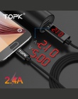 TOPK 3A (Max) napięcia i prądu Nylon pleciony aluminiowa obudowa Micro USB kabel do Samsung Xiaomi Huawei HTC