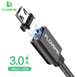 FLOVEME magnetyczny micro USB kabel 3A szybkie ładowanie 1 M LED kabel magnetyczny do ładowania dla Xiaomi 4X Huawei P8 Lite dan