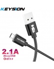 KEYSION kabel Micro USB 2a Nylon szybkie ładowanie USB kabel do transmisji danych dla Samsung Xiaomi LG tabletu z systemem Andro