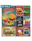 [SQ-DGLZ] hamburgery i frytki metalowy znak Bar dekoracje ścienne plakietka emaliowana Vintage metalowe znaki wystrój domu malow