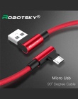 2.4A Micro kabel USB 90 stopni szybki kabel do ładowania nylonowy warkocz telefon komórkowy USB kabel do transmisji danych dla S