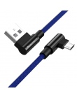 2.4A Micro kabel USB 90 stopni szybki kabel do ładowania nylonowy warkocz telefon komórkowy USB kabel do transmisji danych dla S