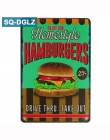 [SQ-DGLZ] hamburgery i frytki metalowy znak Bar dekoracje ścienne plakietka emaliowana Vintage metalowe znaki wystrój domu malow