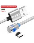 TOPK AM30 1 m i 2 m 90 stopni L typ kabel magnetyczny USB typu C Nylon pleciony wskaźnik LED typu C kabel do urządzeń USB C