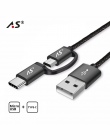 A.S 2 w 1 USB C kabel typu C kabel Micro USB szybkie ładowanie kabel USB typu C do samsung Galaxy S9 S8 uwaga 8 Xiaomi Huawei QC