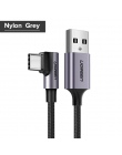 Ugreen Nylon kabel USB C 90 stopni szybka ładowarka USB typu C kabel do Xiaomi mi 8 Samsung Galaxy S9 Plus telefon USB-C przewód