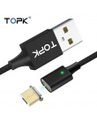 TOPK F-Line2 LED magnetyczny micro USB kabel do Samsung Xiaomi przenośny modem Huawei kable telefoniczne Nylon pleciony magnes k