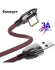 Essager 90 kąt USB C 3A typu C kabel szybka ładowarka do Samsunga S9 Note9 przewód USBC dla Xiaomi Huawei P20 Mate 20 pro jeden 