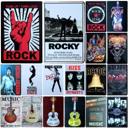 [SQ-DGLZ] Rock & muzyka metalowa znak Bar dekoracje ścienne plakietka emaliowana Vintage metalowe znaki wystrój domu malowanie t