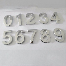 Sprzedaż 1 pc 5 cm 3D cyfry 0-9 numer naklejki tabliczka znak Hotel srebrzysty drzwi numer płytki nazębnej nowoczesne pozłacane 