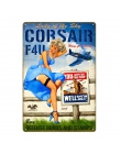 Gorące pręty Pin Up Girl z samochodu metalowe plakietki emaliowane Air samolot silnik garaż psów z Sexy Lady plakat na ścianie v