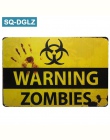 [SQ-DGLZ] uważaj na zombie i strefy 51 Metal zaloguj dekoracje ścienne plakietka emaliowana Vintage Metal znaki wystrój domu mal