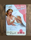 Amerykańska Retro plakat Pin Up Girl plakietki emaliowane dekoracji tablica Metal Vintage Cafe klub Bar ściany dekoracyjne do oz