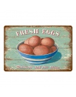 Świeże jajka mleko metalowy znak sklep gospodarstwo francuska kawiarnia dekoracje ścienne do domu w stylu Vintage plakat cyny pł