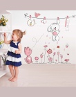 Różowy kot kreskówka królik kwiat naklejki ścienne dla dziewczynek dzieci pokoje Home Decor miś parasol klasyczne naklejki ścien