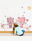 Różowy kot kreskówka królik kwiat naklejki ścienne dla dziewczynek dzieci pokoje Home Decor miś parasol klasyczne naklejki ścien