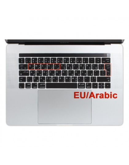 Ue hiszpański arabski francuski rosyjska klawiatura pokrywa silikonowa skórka do Macbooka Pro 13 15 2018/2017 pasek dotykowy A17