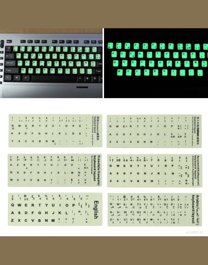 Klawiaturę fluorescencyjną naklejki różne opcjonalny język świecenia wodoodporna folia ochronna na klawiaturę