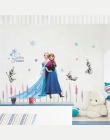 Cartoon Elsa Anna księżniczka naklejki ścienne dla dziewcząt pokoju dekoracji domu Diy Anime Mural Art mrożone Movie plakat dla 