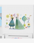 Cartoon Elsa Anna księżniczka naklejki ścienne dla dziewcząt pokoju dekoracji domu Diy Anime Mural Art mrożone Movie plakat dla 