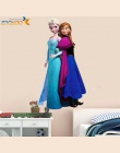 Cartoon Elsa Anna księżniczka naklejki ścienne dla dziewcząt pokoju dekoracji domu Diy Anime Mural Art mrożone Movie plakat dla 