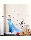 Cartoon Elsa Anna księżniczka naklejki ścienne dla dziewcząt pokoju dekoracji domu Diy Anime Mural Art mrożone Movie plakat dla 