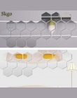 3D 12 sztuk Hexagon akrylowe lustro naklejki ścienne DIY Art ścienne dekoracyjne naklejki wystrój domu salon lustrzane dekoracyj