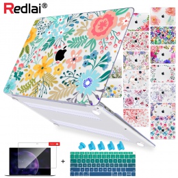 Kwiatowy na laptopa etui na Macbooka 12 Air 11 Air 13 A1466 A1932 Retian Pro 13 15 2018 pasek dotykowy twardy futerał z tworzywa