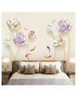 Chiński styl kwiat 3D naklejki na tapetę salon sypialnia łazienka Home Decor dekoracje plakat