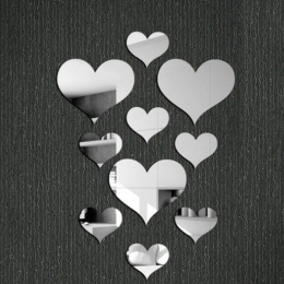 10 sztuk Love Heart akrylowe 3D lustro naklejki ścienne Mural naklejka naklejki wymienny L1025