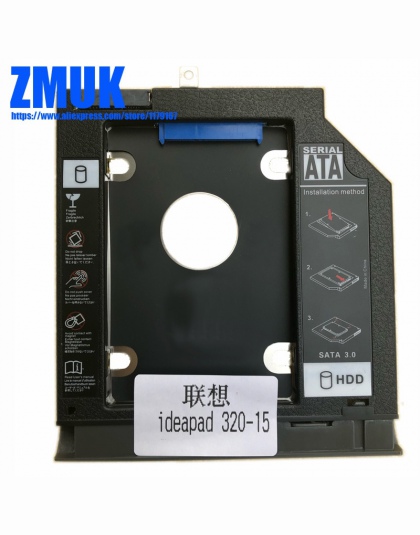 Nowy dysk SSD HDD Adapter Caddy w/płyta czołowa dla Lenovo Ideapad 320 320-15 serii